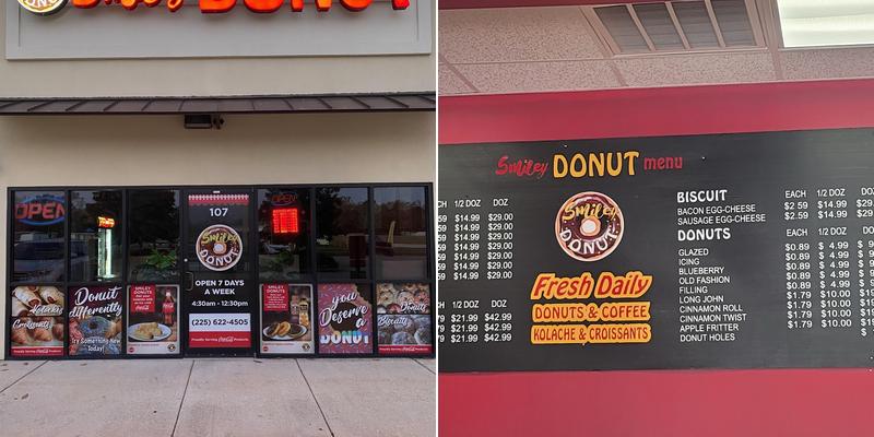 Smiley Donuts (14505 Hwy 44 Gonzales) Menu