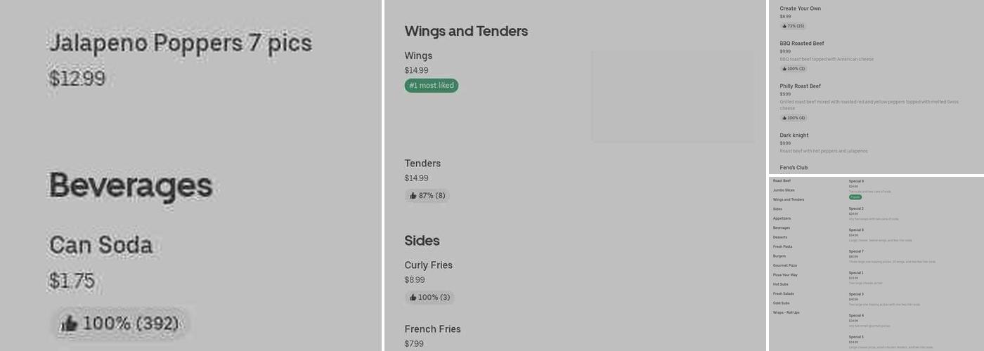 Feno's Pizza and Roast Beef Menu