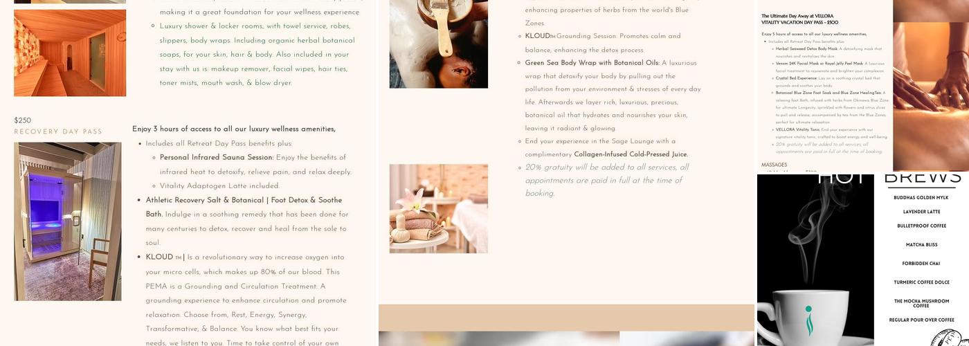 VELLORA SOCIAL WELLNESS CLUB & SPA Menu