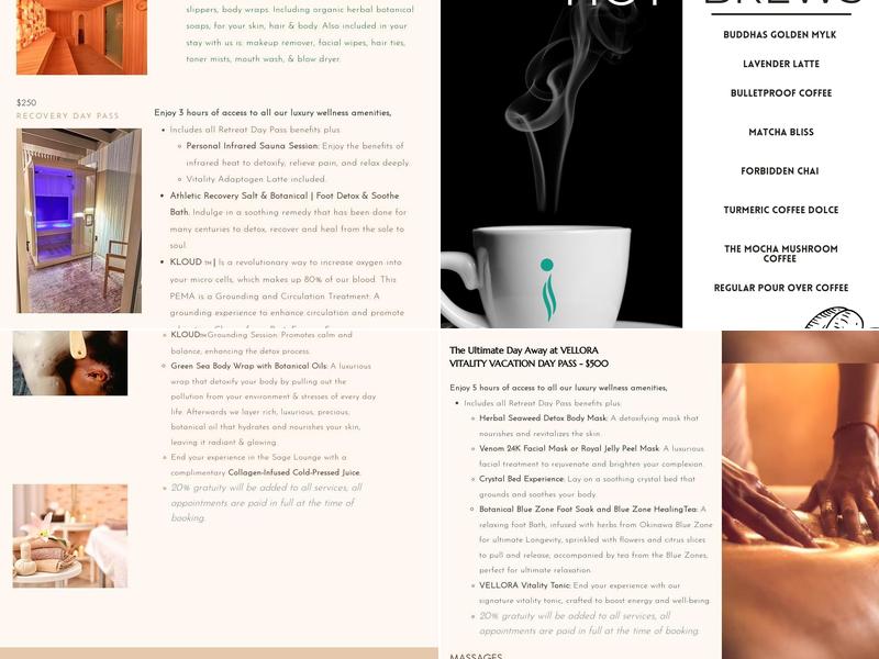 VELLORA SOCIAL WELLNESS CLUB & SPA Menu