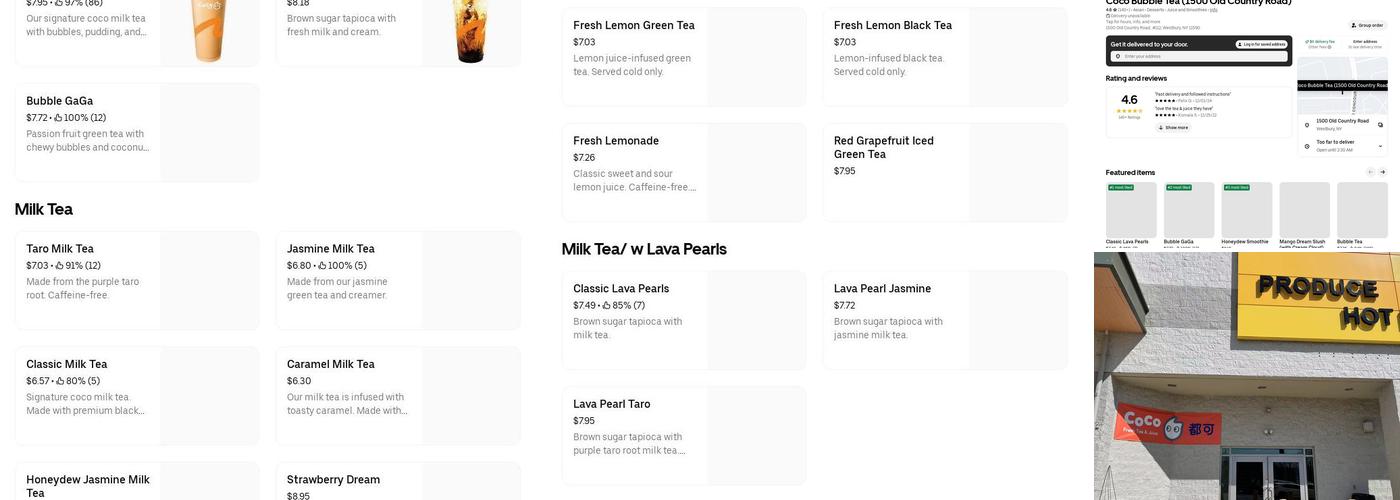 CoCo Fresh Tea & Juice Menu