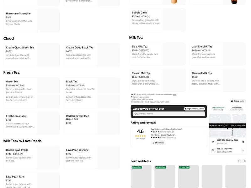 CoCo Fresh Tea & Juice Menu