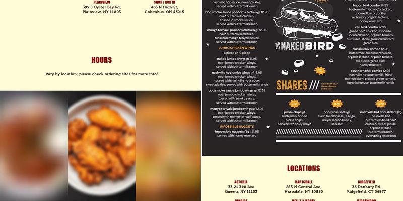 The Naked Bird Menu