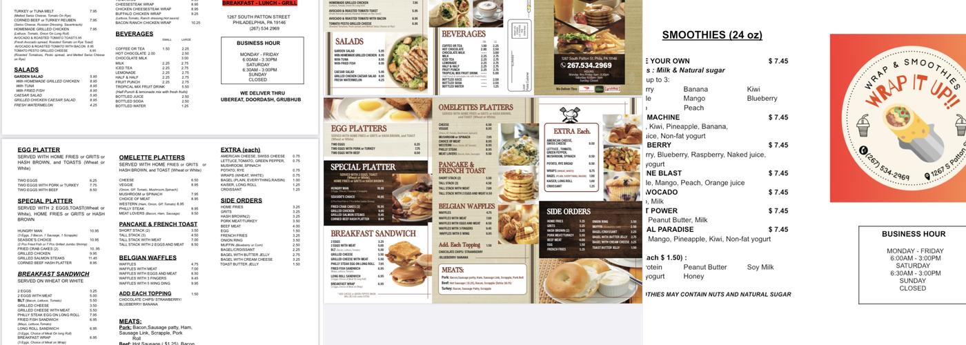 Graduate Breakfast lunch and Grill Menu