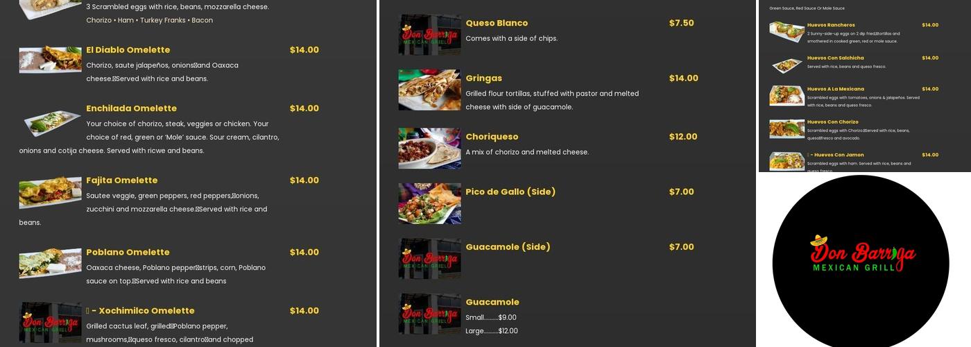 Don Barriga Menu