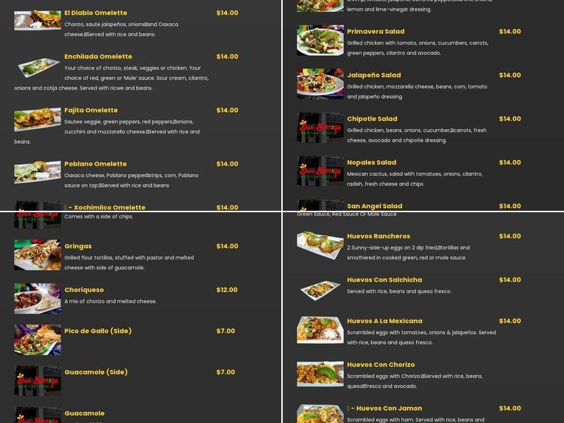 Don Barriga Menu