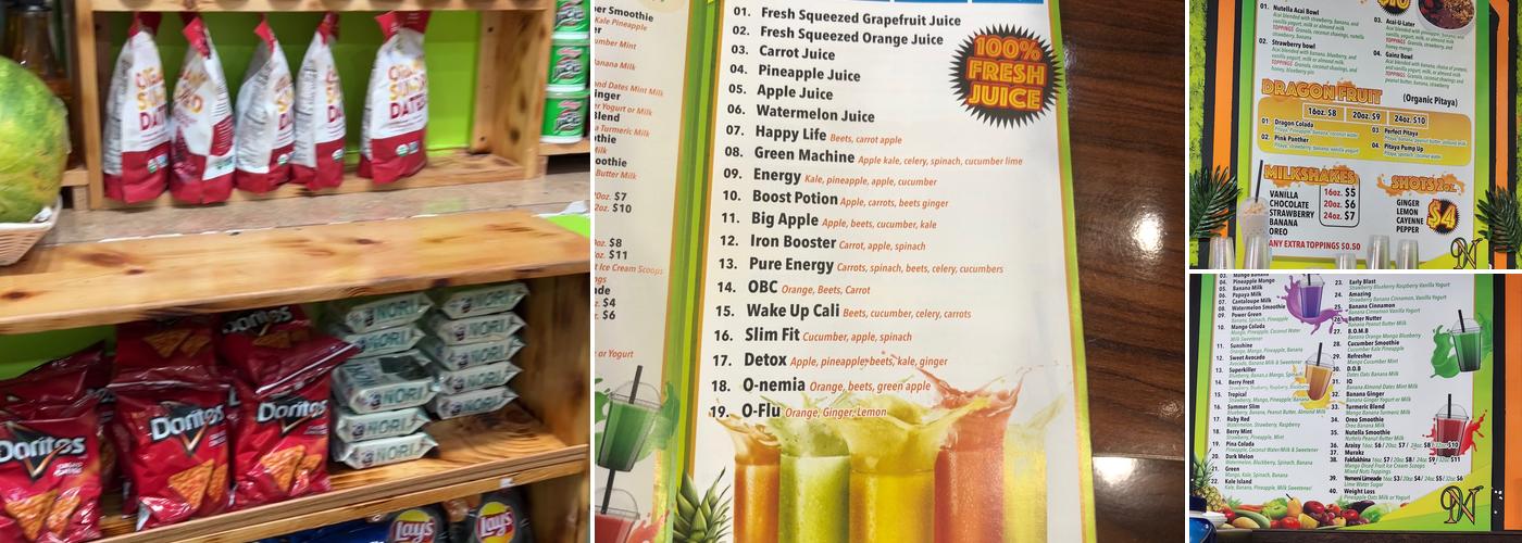 Natural Valley smoothies & juices Menu