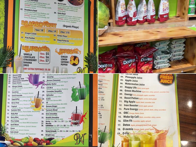Natural Valley smoothies & juices Menu