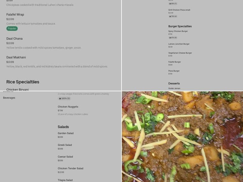 Lahore Junction Menu