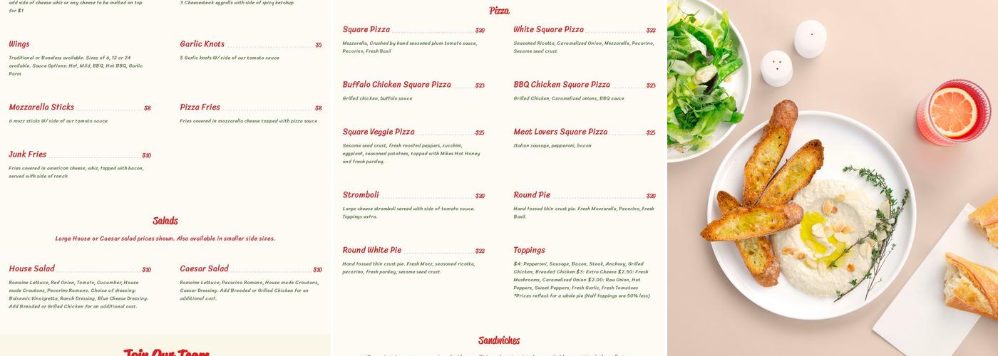 Johnny's Pizza Bryn Mawr Menu