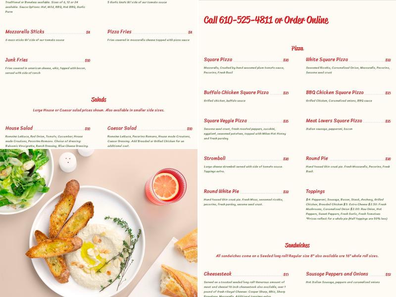 Johnny's Pizza Bryn Mawr Menu
