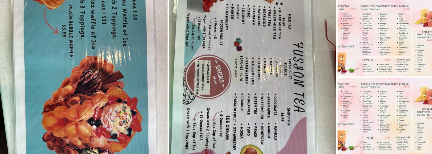 Fusion Tea Menu