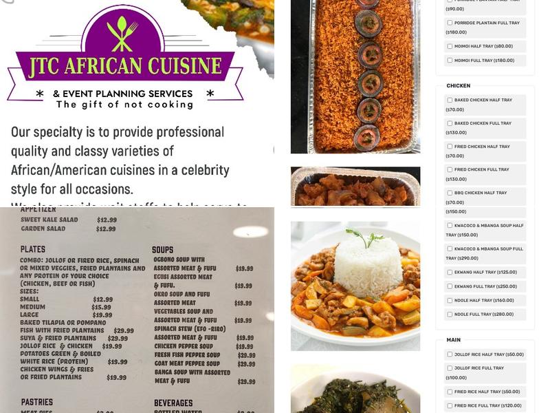 JTC African Cuisine Menu