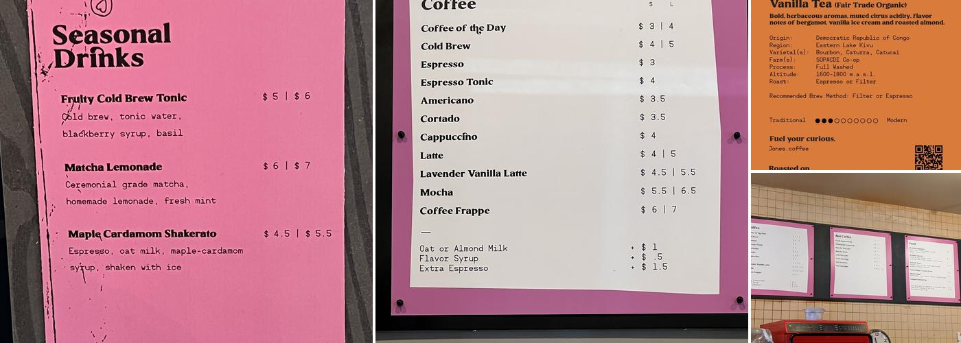 Jones Coffee - Linden Hills Menu