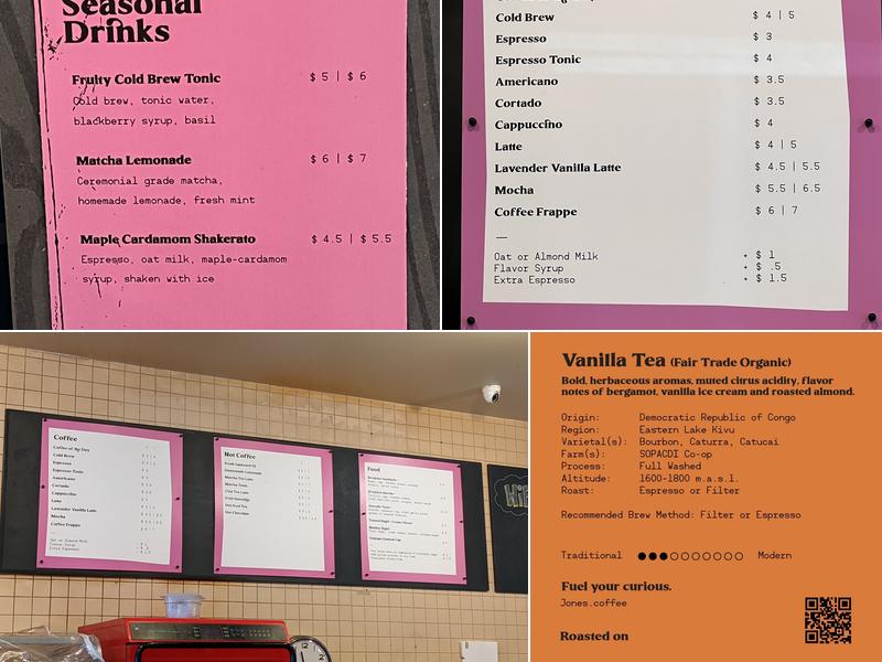 Jones Coffee - Linden Hills Menu