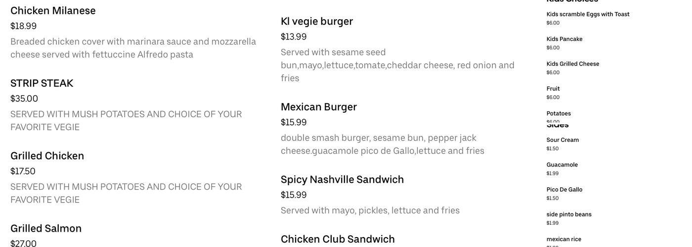 MEXITACO CLEVELAND Menu