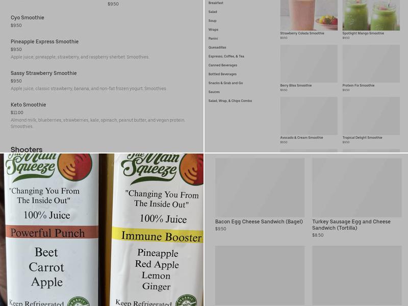 The Main Squeeze Cafe Menu