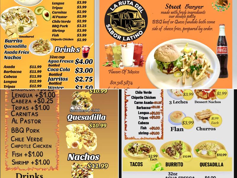 La Ruta Del Sabor Latino Menu