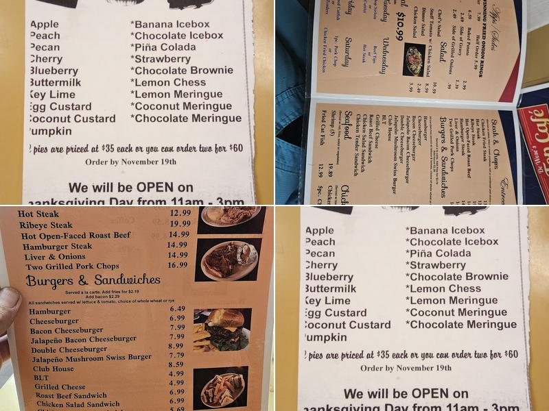 De Wese's Tip Top Cafe Menu