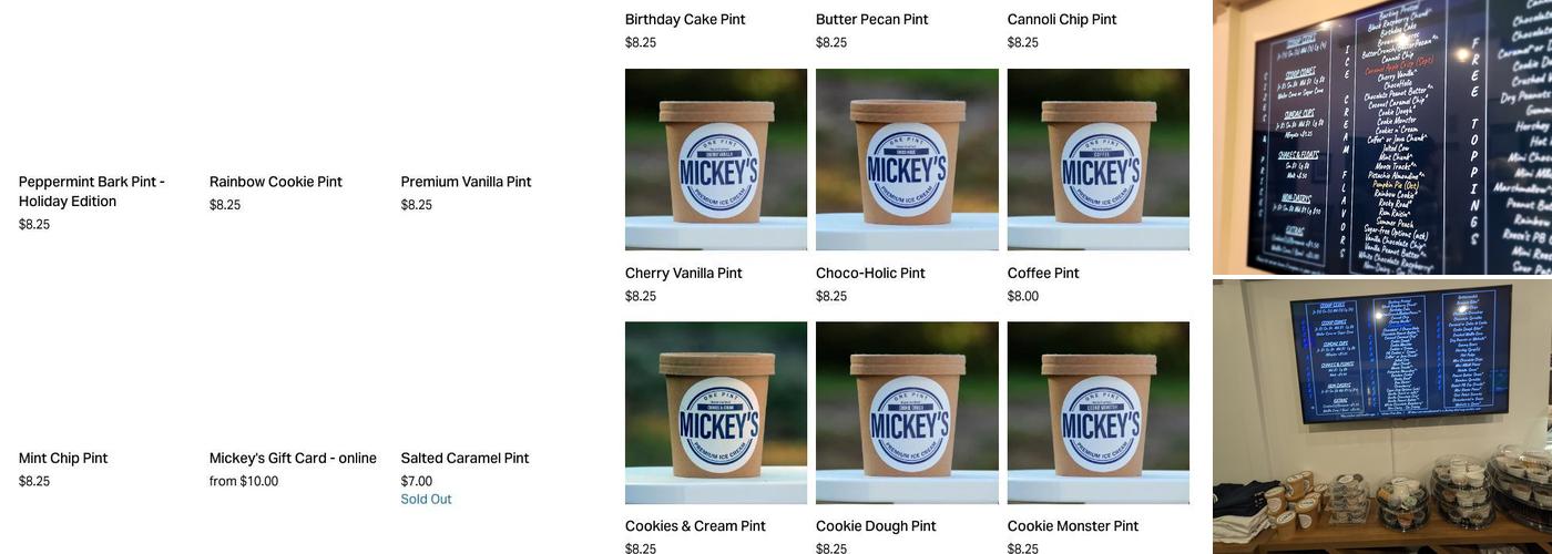 Mickey's Ice Cream Kitchen & Space Menu