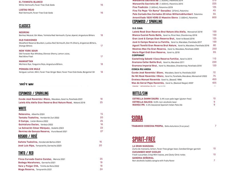 Leña at Mercado Little Spain Menu