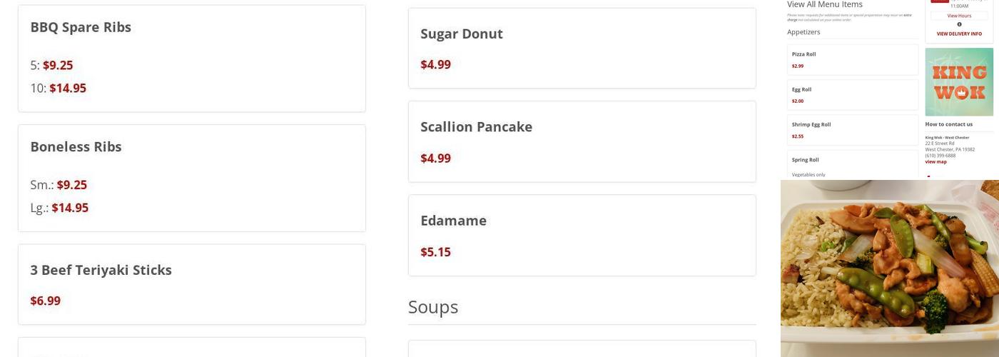 King Wok Chinese Restaurant Menu