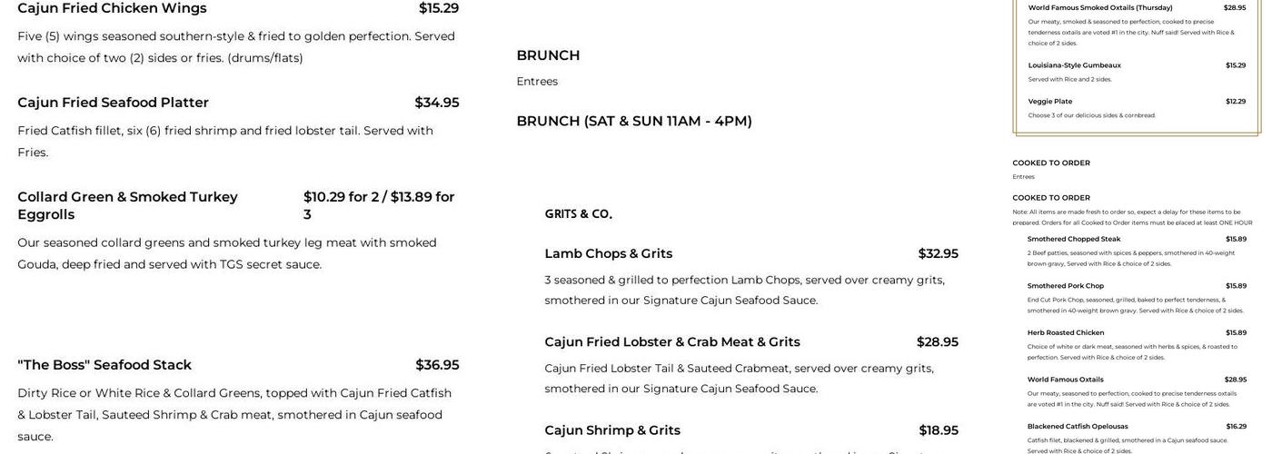 The Greasy Spoon Express Menu