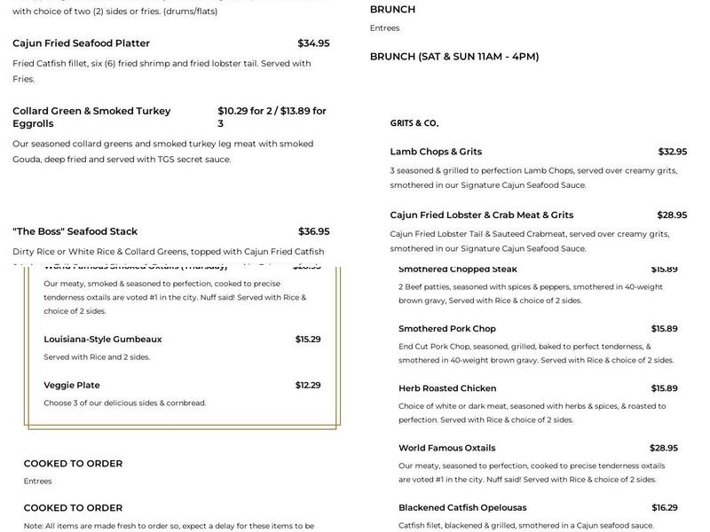 The Greasy Spoon Express Menu