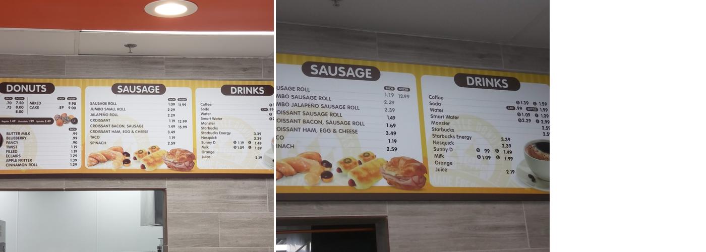 Castle Donuts Menu