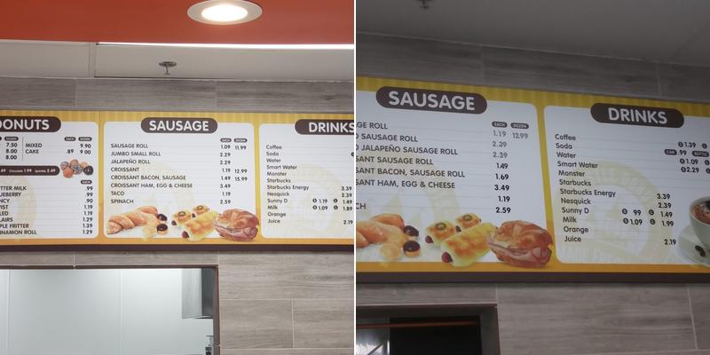Castle Donuts Menu