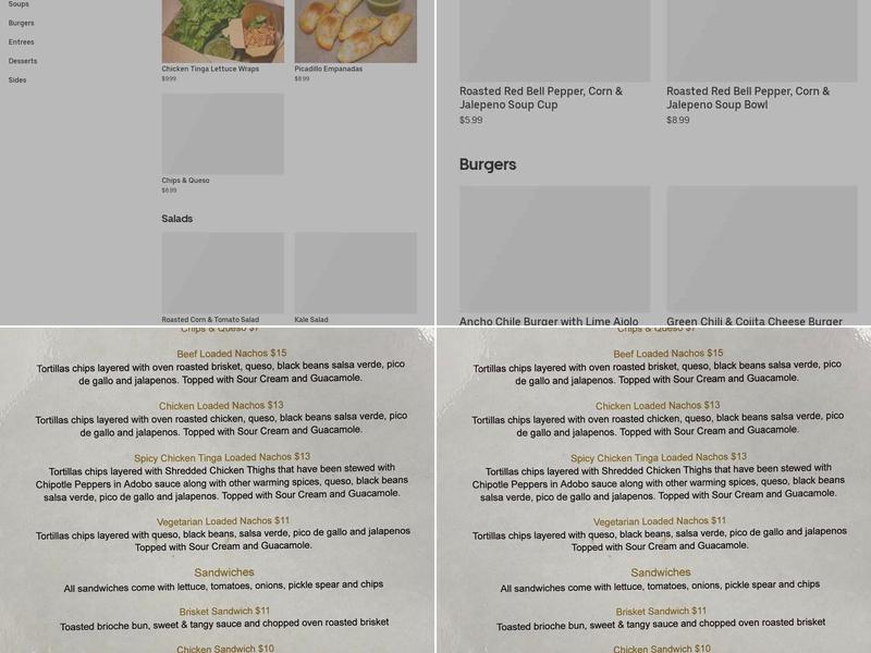 Aunt Cole's Cuisines Menu