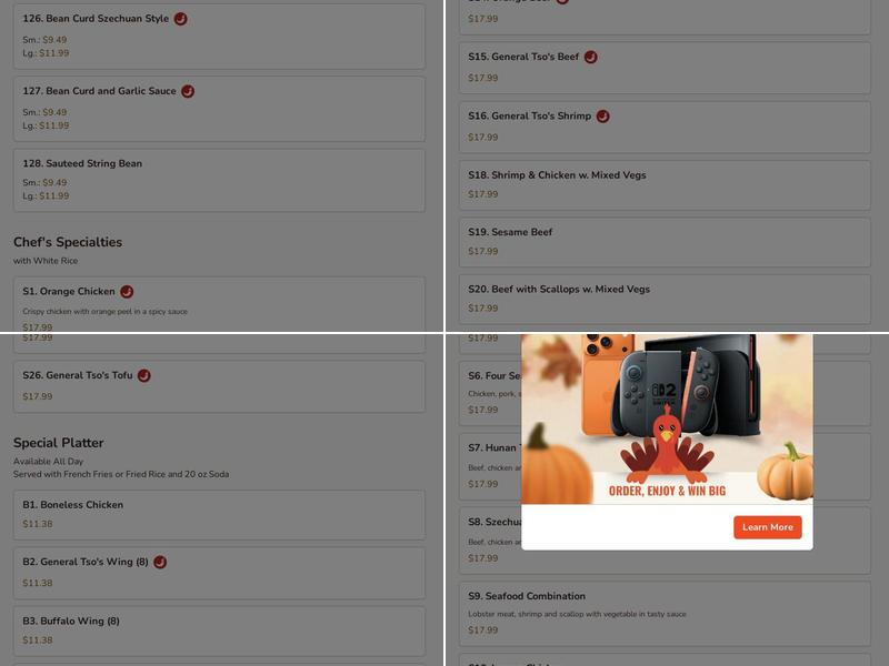 Golden China Chinese Restaurant Menu