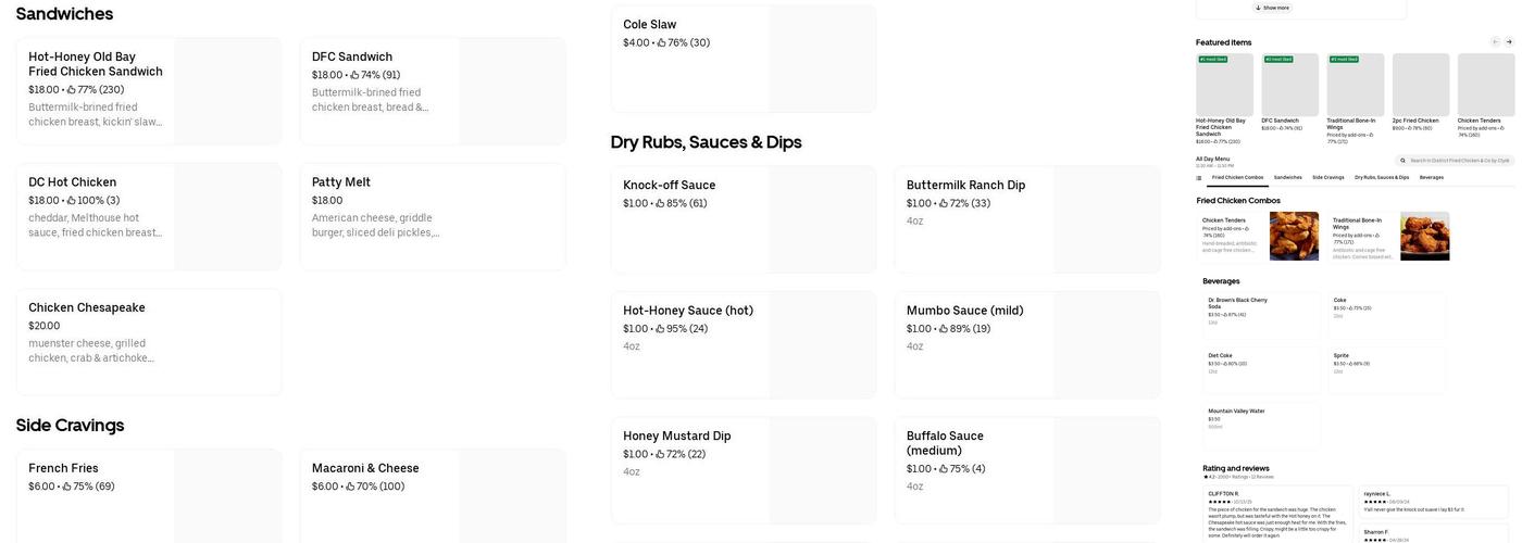 District Fried Chicken Menu
