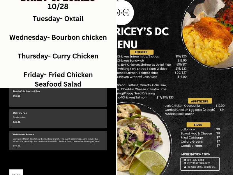 Triceys DC- Cafe Menu