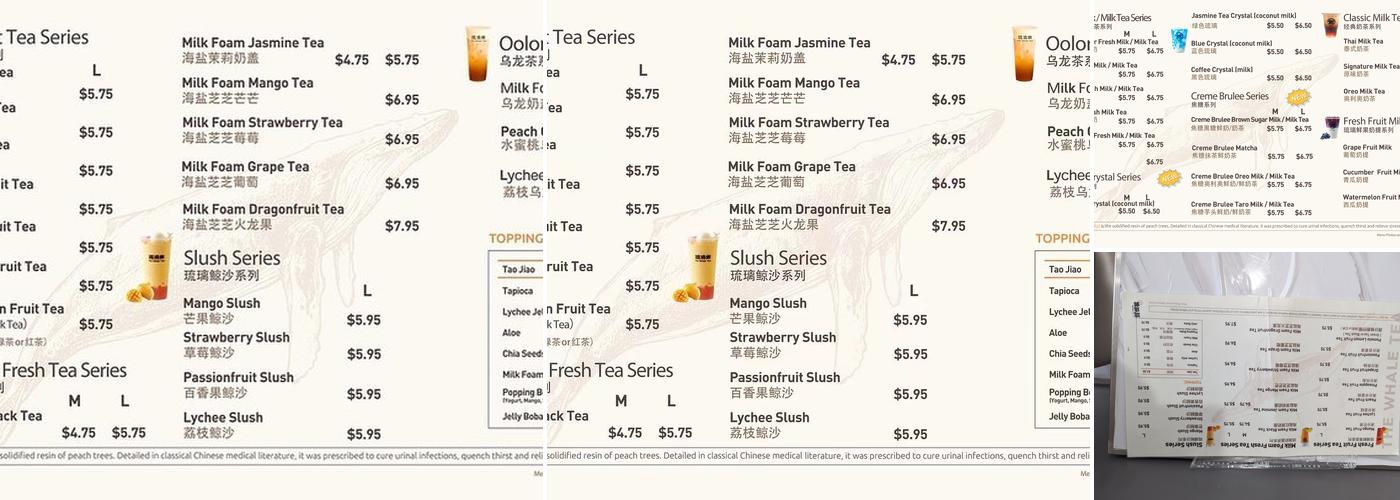 The Whale Tea Westport Menu