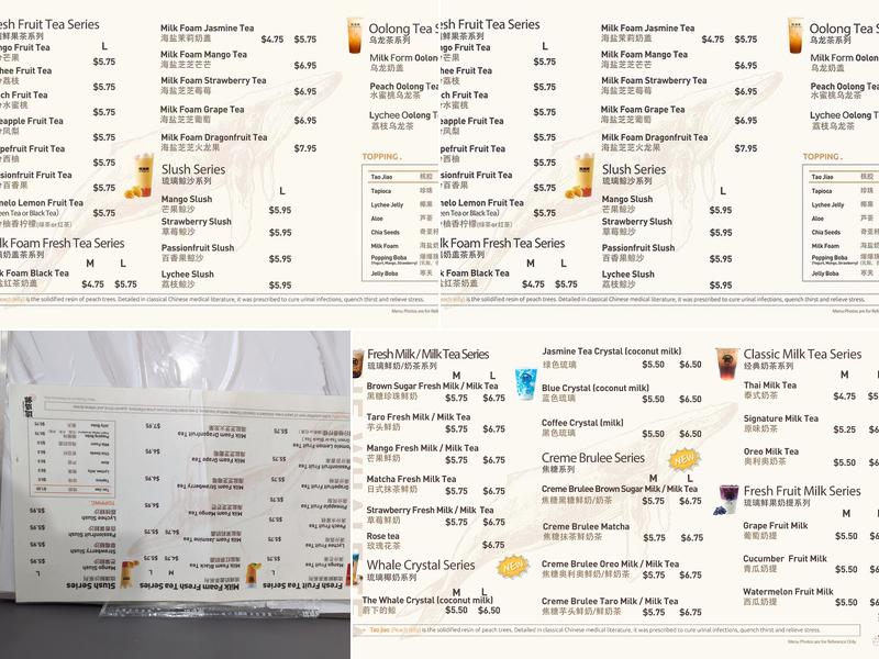 The Whale Tea Westport Menu