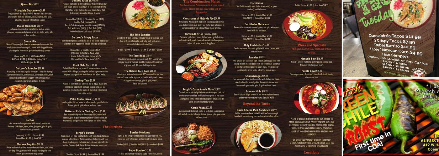 De Leon’s Taco & Bar #2 GU Menu