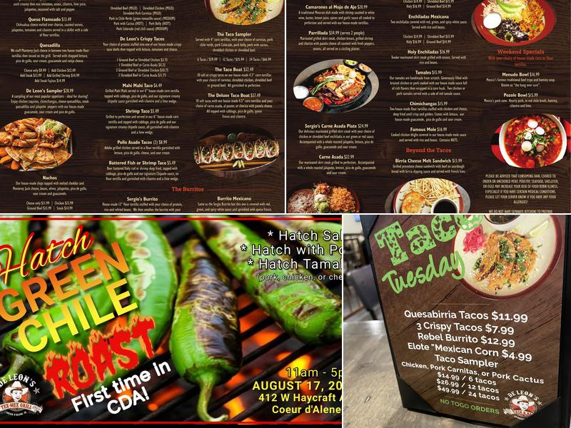 De Leon’s Taco & Bar #2 GU Menu