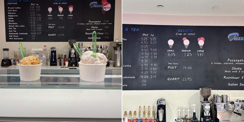 Pazzo Gelato Menu