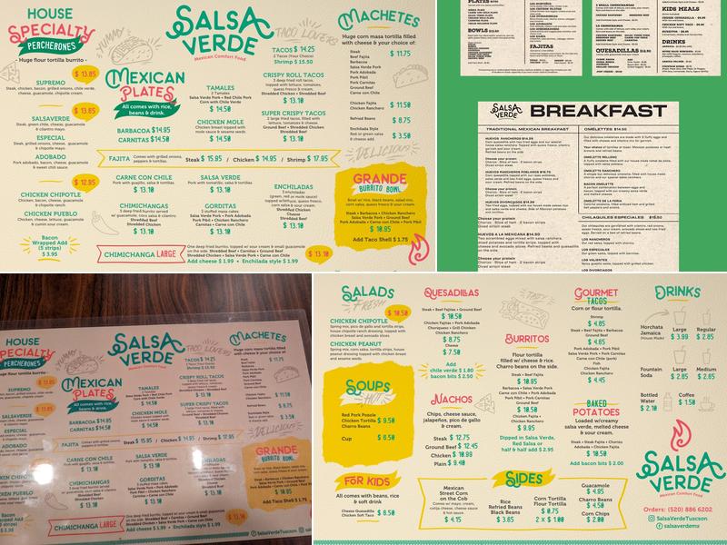 Salsa Verde Restaurant Menu