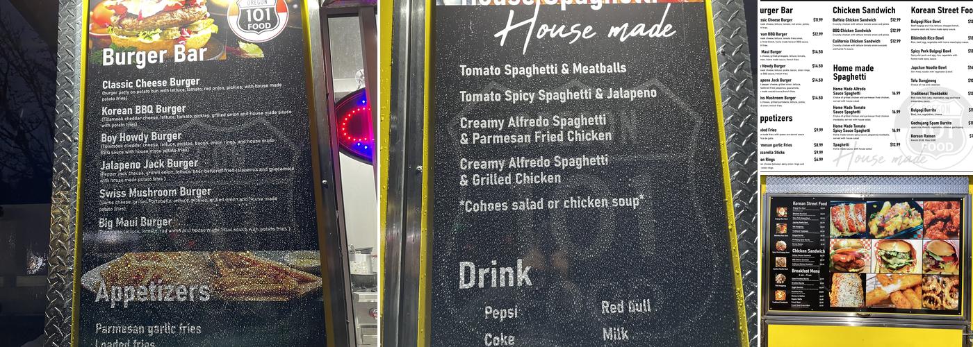 Oregon 101 food Menu