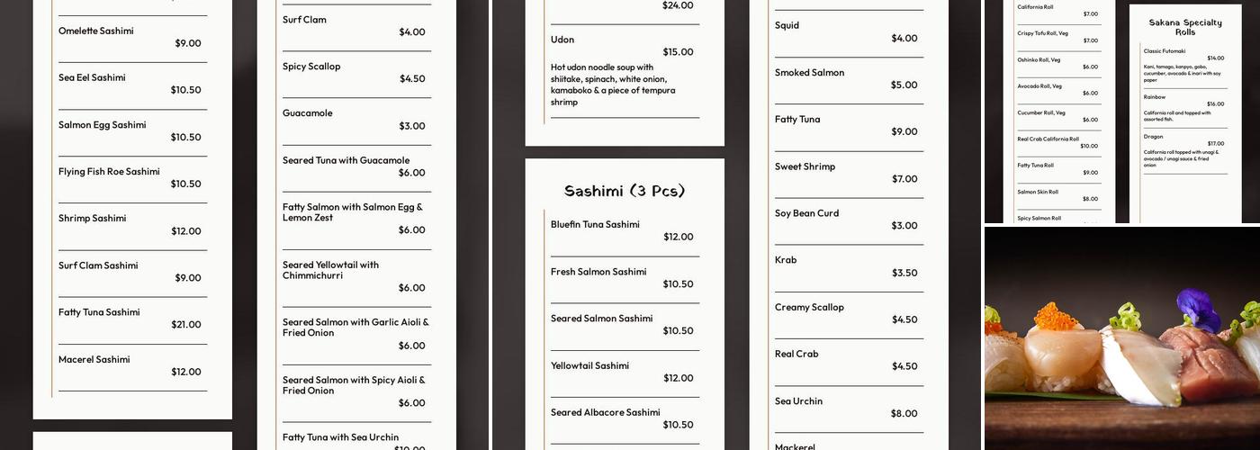 Sakana Sushi & Kitchen Menu