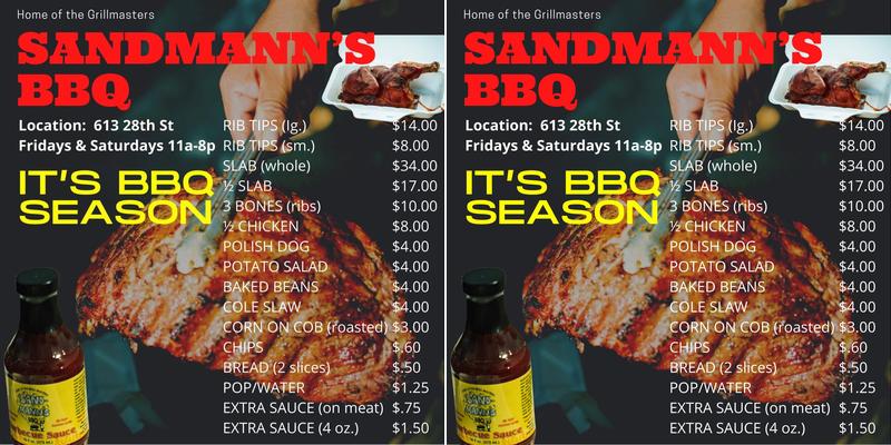 Sandmann’s BBQ Menu