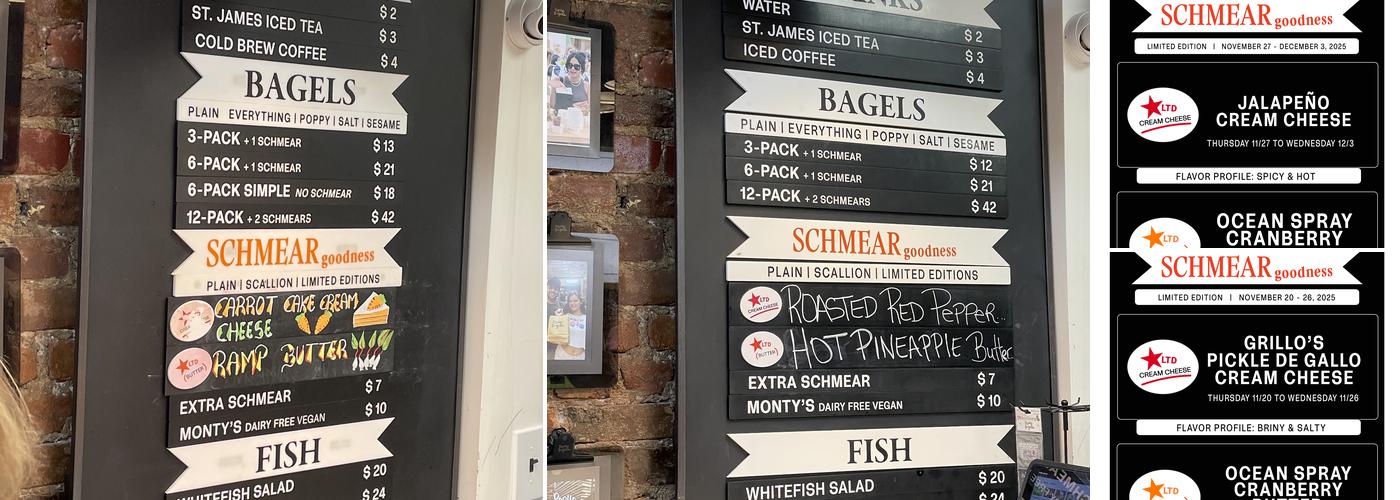 Popup Bagels Menu