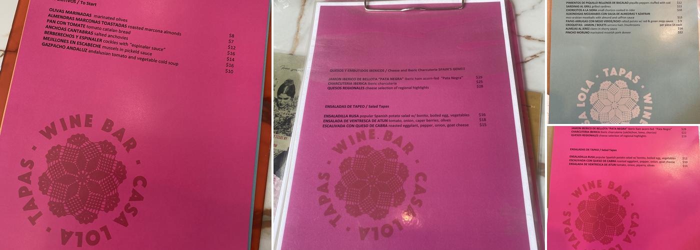 Casa Lola Menu