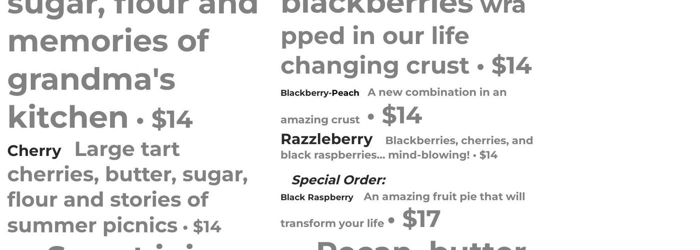 Homeplace Bakery Menu