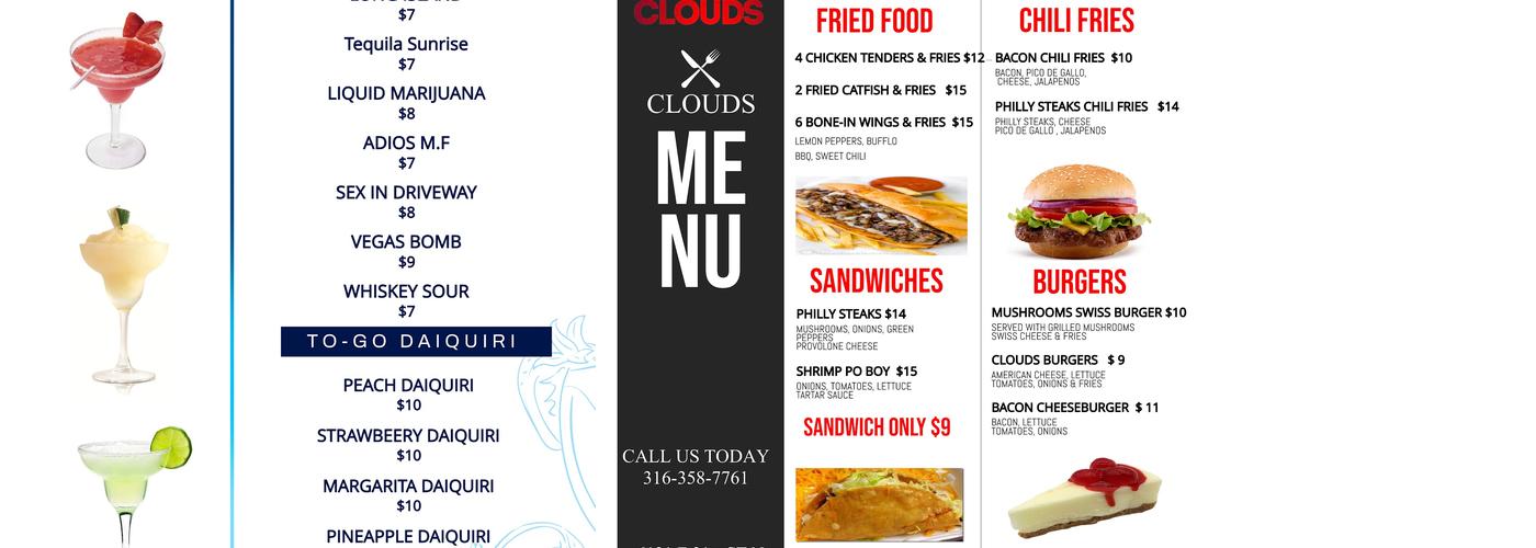 CLOUDS BAR & LOUNGE Menu