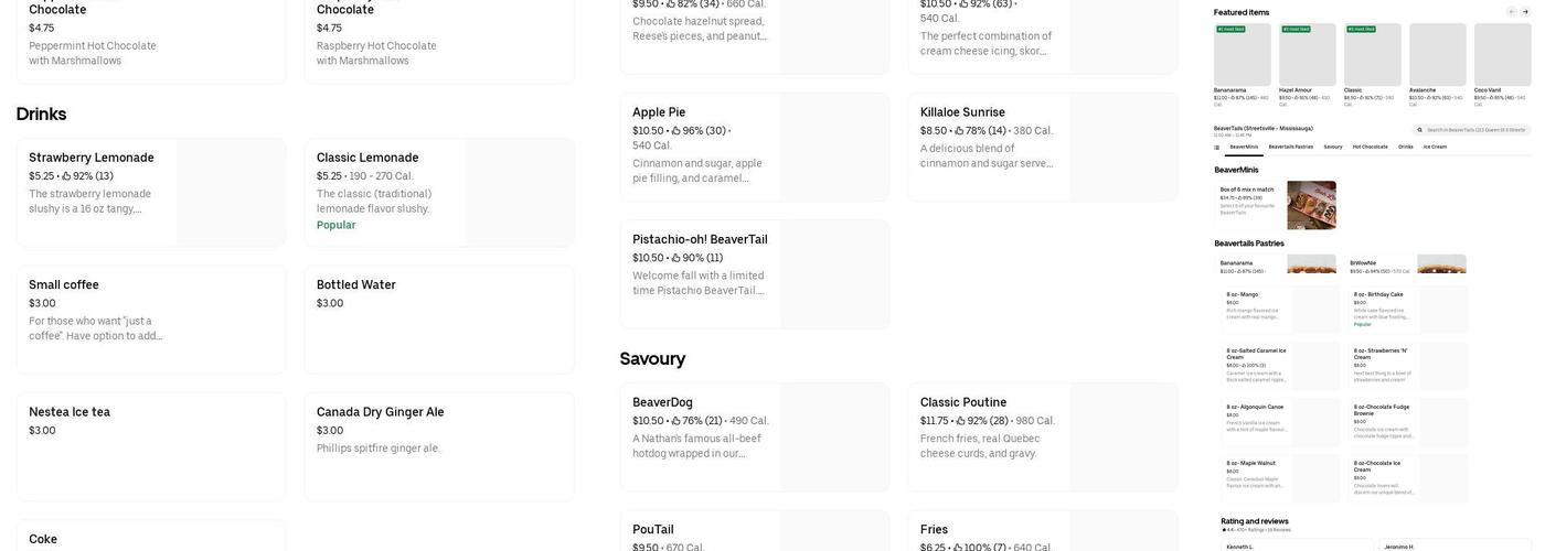 BeaverTails- Queues de Castor (Mississauga Streetsville) Menu