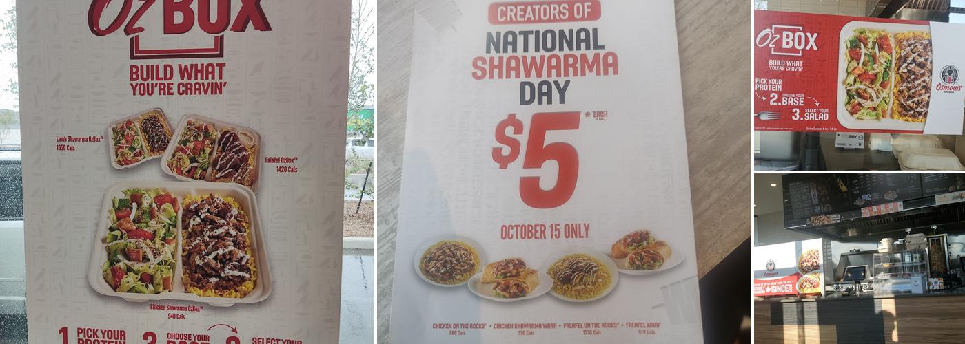 Osmow's Shawarma Menu