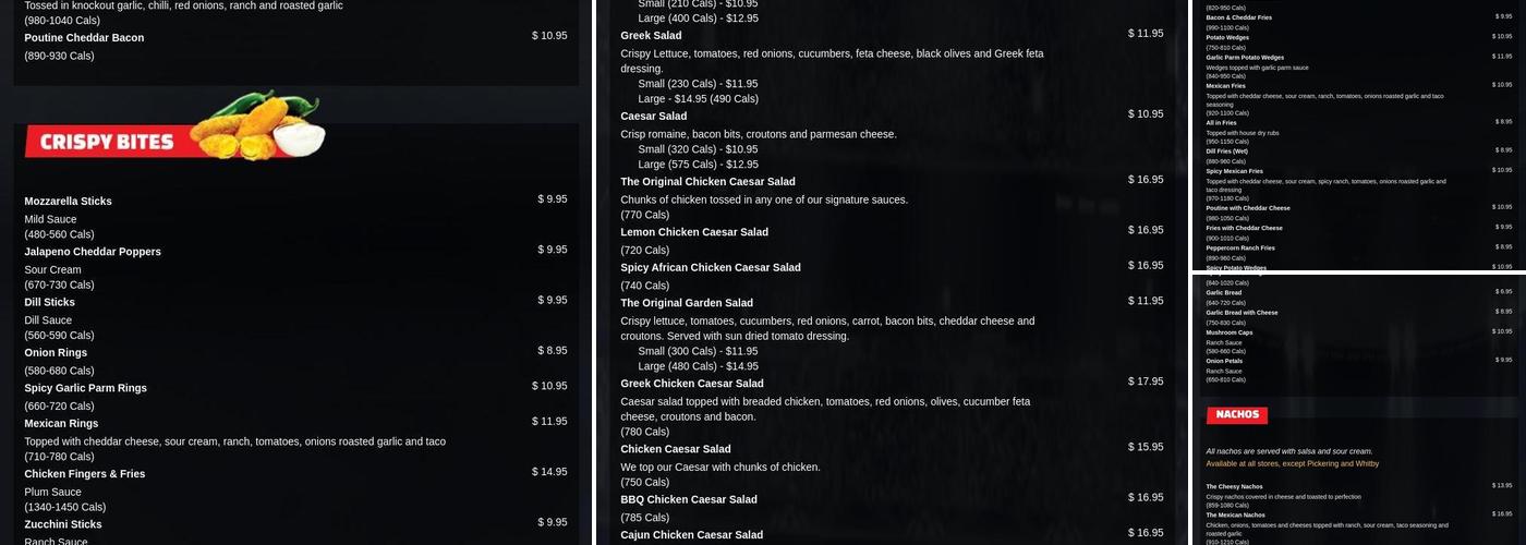 Wing House Colborne Menu